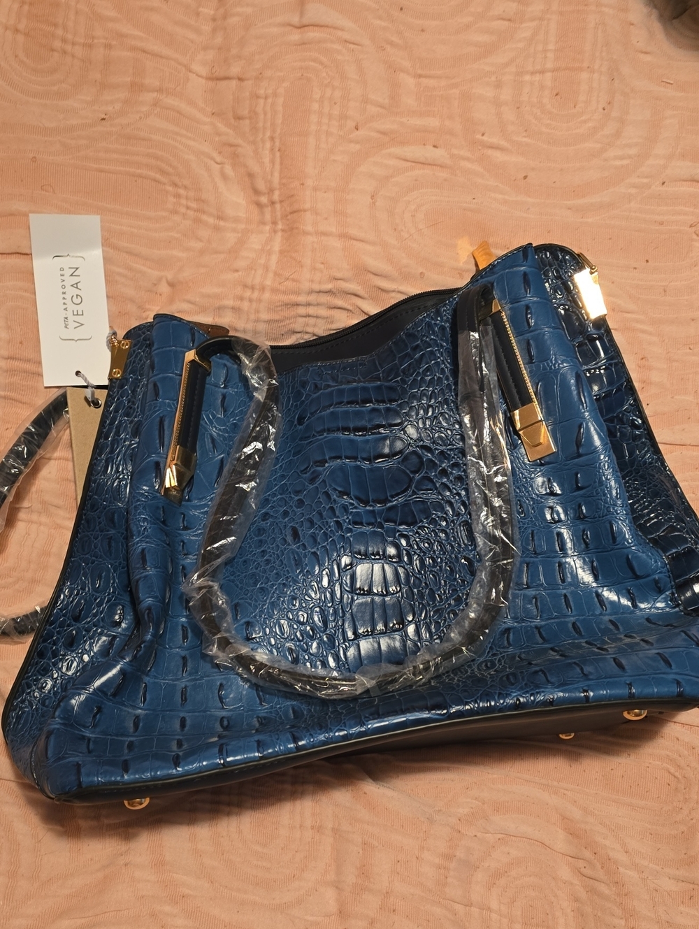 Calin Collection Vegan Croc Embossed Satchel – Brand New With Tags